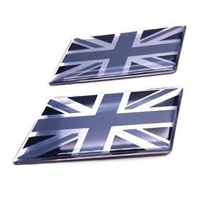 UK BRITISH ENGLISH Flag 3D Epoxy Aluminum Car Emblem Decal Sticker Set (2) Flexible Durable Waterproof Highly Detailed Good Quality