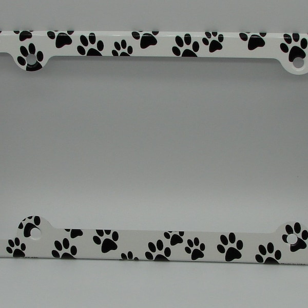 ANIMAL FRIEND LOVE Dog Paws Cat Paws Aluminum Metal Car Novelty License Plate Frame