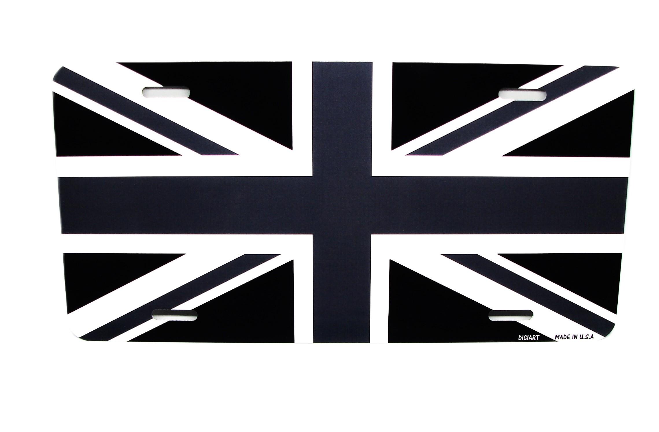 England BRITAIN BRITISH Flag Metal Car Novelty License Plate Auto Tag Union Jack United Kingdom UK Flag Car License Plate Black Gray Format