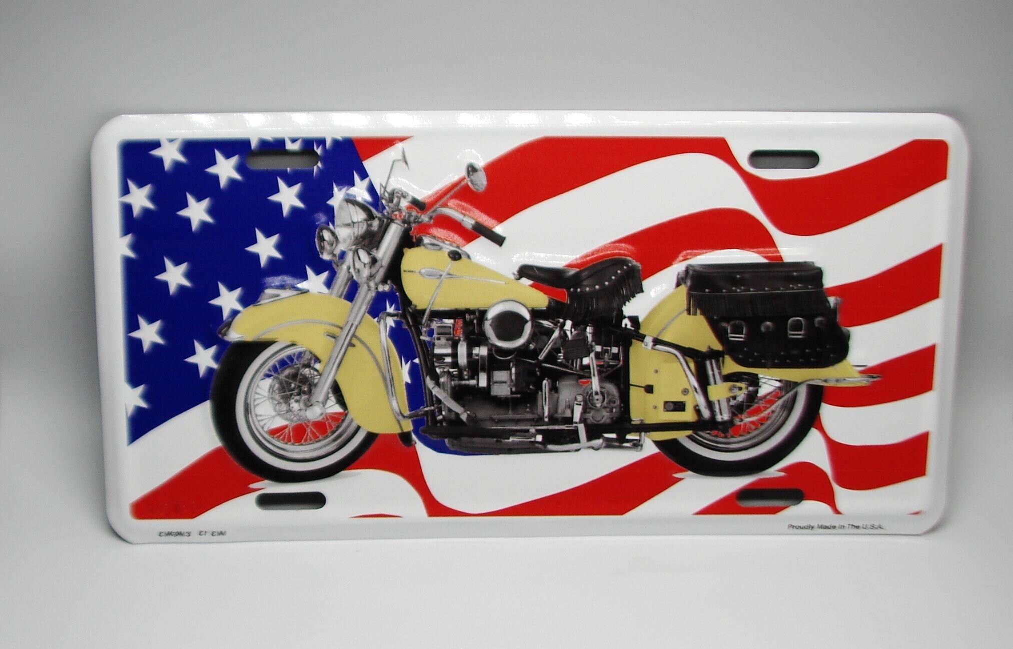 MOTORCYCLE Bike American Flag 3D EMBOSSED Metal Car Novelty License Plate Auto tag