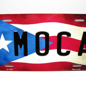 MOCA PUERTO RICO Flag Metal Car Novelty License Plate Auto Tag. Puerto Rican Flag Car License Plate
