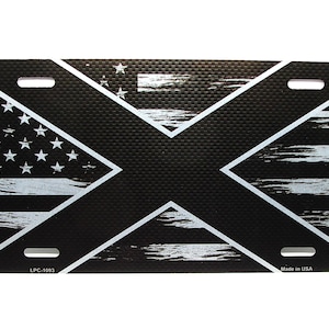 ALABAMA STATE FLAGGE Amerikanische taktische Flagge Karbonfaser-Look Muster gebürstetes Metall Auto Neuheit Kennzeichen Auto Tag