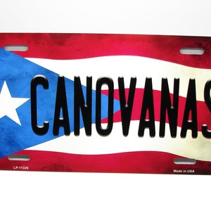 CANOVANAS プエルトリコ国旗 メタルカーノベルティナンバープレート オートタグ。プエルトリコ国旗 カーナンバープレート