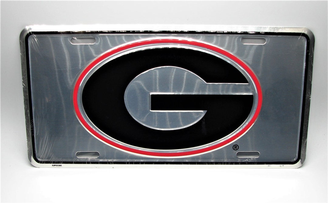 UGA University of Bulldogs Super G 3D EMBOSSED Metal Car NOVELTY License Plate Auto Tag
