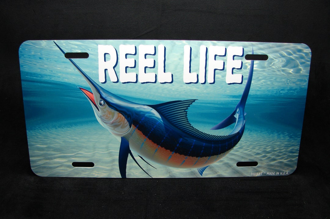 REEL LIFE FISHING Metal Car Novelty License Plate Auto Tag Watersports
