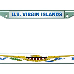 U.S. VIRGIN ISLANDS Flag Chrome Metal Car License Plate Frame