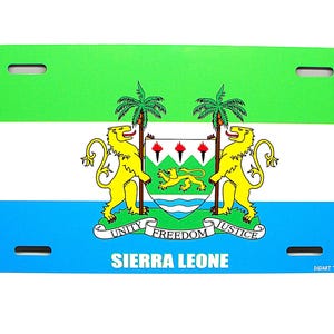 SIERRA LEONE FLAG With Coat Of Arms Metal Car Novelty License Plate Auto Tag