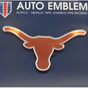 Officially NCAA Licensed TEXAS LONGHORNS Acrylic Metallic Laser Cut 3D Auto Emblem Sticker Decal