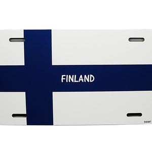 FINLAND FINNISH FLAG Metal Car Novelty License Plate Auto Tag