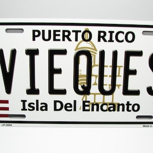 VIEQUES PUERTO RICO Isla Del Encanto Metal Car Novedad Placa de matrícula Etiqueta automática. Matrícula de automóvil puertorriqueña