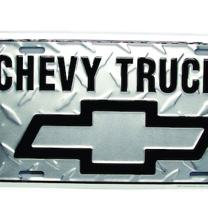 Officially Licensed CHEVY, Chevrolet Trucks Bowtie emblem 3D EMBOSSED Metal Car NOVELTY Novelty License Plate Auto tag