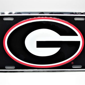 Matrícula de metal con relieve 3D Super G de la Universidad de Georgia Bulldogs con licencia oficial de UGA, placa para automóvil