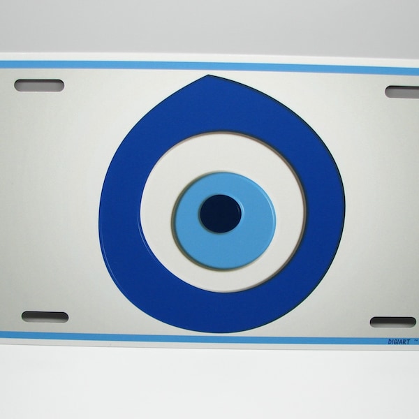 EVIL EYE Metal Car Novelty License Plate Auto tag. NAZAR Charm, mal de ojo, Mauvais Oeil,  matiasma,