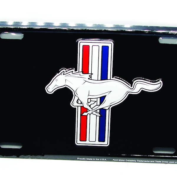 MUSTANG Ford Motor Company Emblem with Black Background 3D EMBOSSED Metal Car NOVELTY License Plate Auto tag