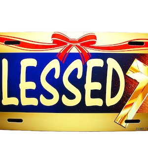 BLESSED Metal Car Novelty License Plate Auto tag. JESUS, Christian, Religious, Spiritual