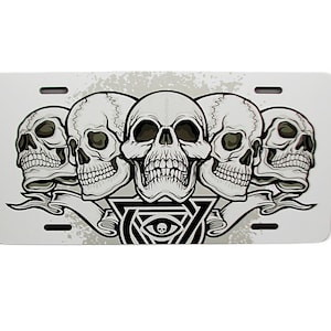 GOTHIC SKULLS Metal NOVELTY Car License Plate Auto Tag