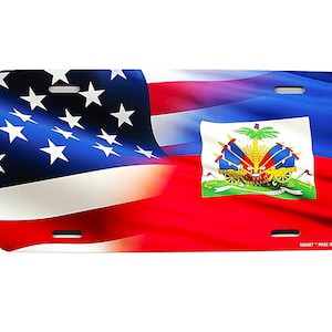 BANDEIRA HAITIANA DO HAITI Bandeira Americana Placa de Carro de Metal Novidade Etiqueta Automática.