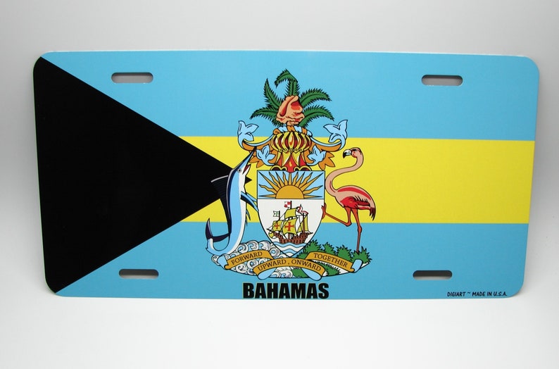 BAHAMAS Flag With Coat of Arms Metal Car License Plate Auto Etsy