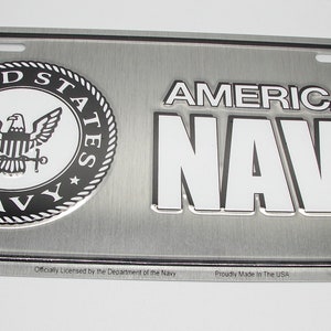 Officially Licensed USN U.S. Navy United States Navy 3D EMBOSSED Metal Car NOVELTY License Plate Auto Tag