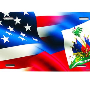 BANDEIRA HAITIANA DO HAITI Bandeira Americana Placa de Carro de Metal Novidade Etiqueta Automática.