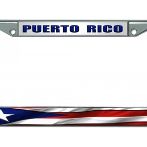 Puerto Rican PUERTO RICO FLAG Chrome Metal Car License Plate Frame