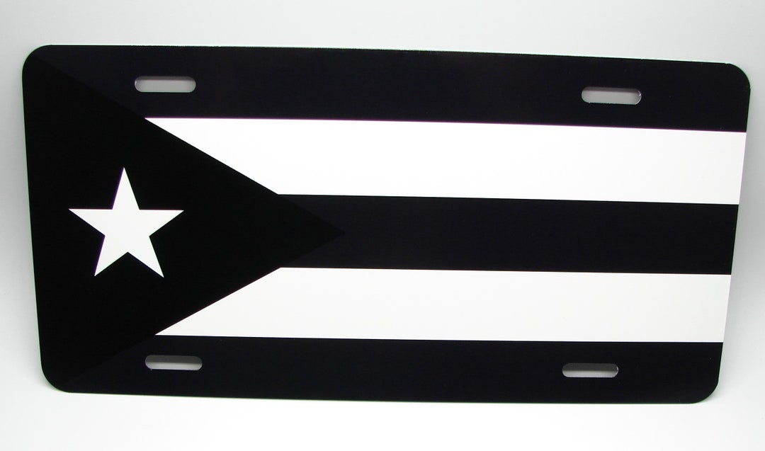Puerto Rico BLACK Flag Domed Decal Emblem Resin car stickers 5"x 0.82" 2pc