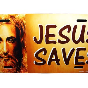 JESUS SAVES Metal Car Novelty License Plate Auto Tag. Jesus, Christian, Religious