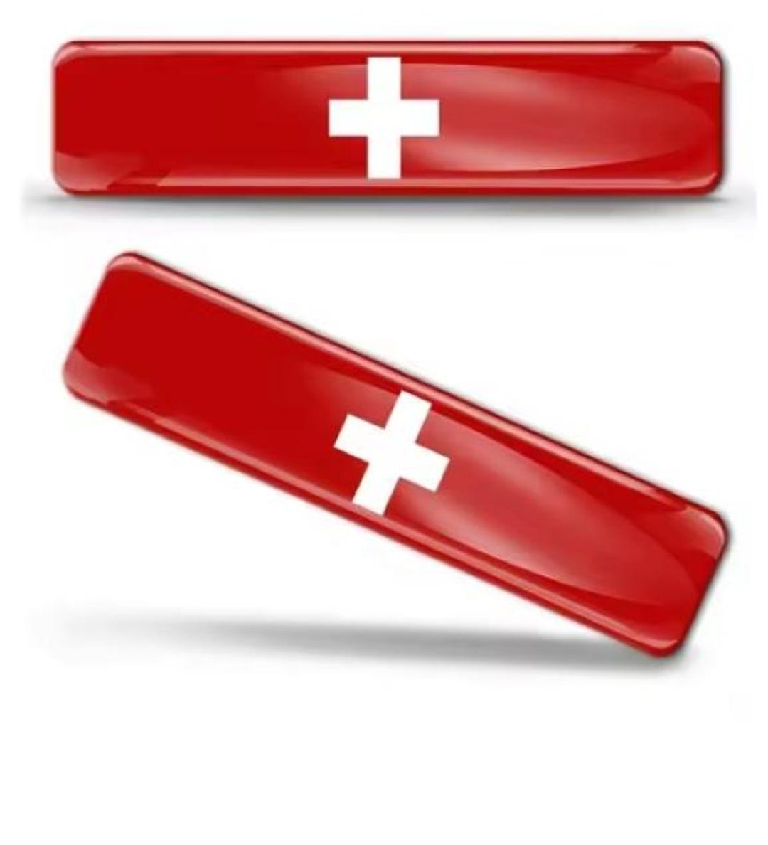 SWISS SWITZERLAND FLAG 3D Epoxy Car Emblem Decal Sticker Set (2 ...