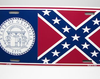 GEORGIA STATE FLAG 2001 Metal Car Novelty License Plate Auto Tag