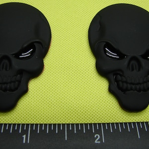 SET of 2 SKULL 3D METAL Black Matte satin Finish Emblem Sticker Decal For Cars And Bikes