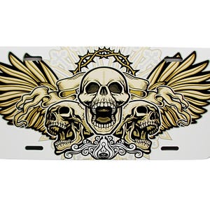 GOTHIC SKULLS Metal NOVELTY Car License Plate Auto Tag