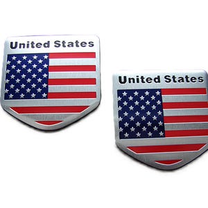 US USA AMERICAN Flag 3D Metal Aluminum Emblem, Decal, Sticker (2) set
