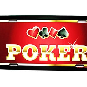 POKER PLAYER GAMBLER Card Player Casino 4 Aces Metal Car Novelty License Plate Auto Tag