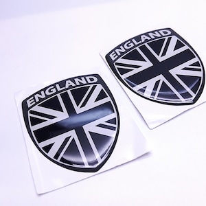 UK BRITISH ENGLISH Flag 3D Epoxy Aluminum Car Emblem Decal Sticker Set (2) Flexible Durable Waterproof Highly Detailed Good Quality