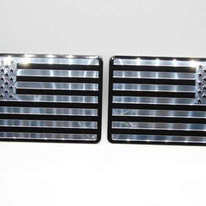 AMERICAN TACTICAL FLAG Set (Regular/Reverse) Aluminum Silver Black 3D Large Car Emblem Decal Sticker 5.0&quot; X 3.0&quot;
