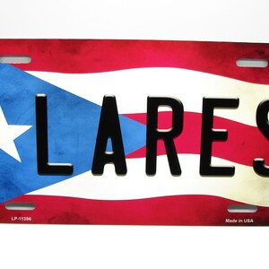 LARES PUERTO RICO Flag Metal Car Novelty License Plate Auto Tag. Puerto Rican Flag Car License Plate