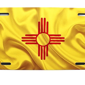 NEW MEXICO STATE Waving Flag Metal Car Novelty License Plate Auto Tag