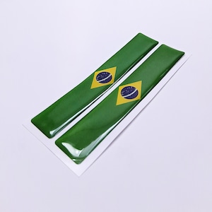BRAZIL BRAZILIAN FLAG 3D Epoxy Car Emblem Decal Sticker Set (2) Flexible Durable Waterproof Highly Detailed Good Quality