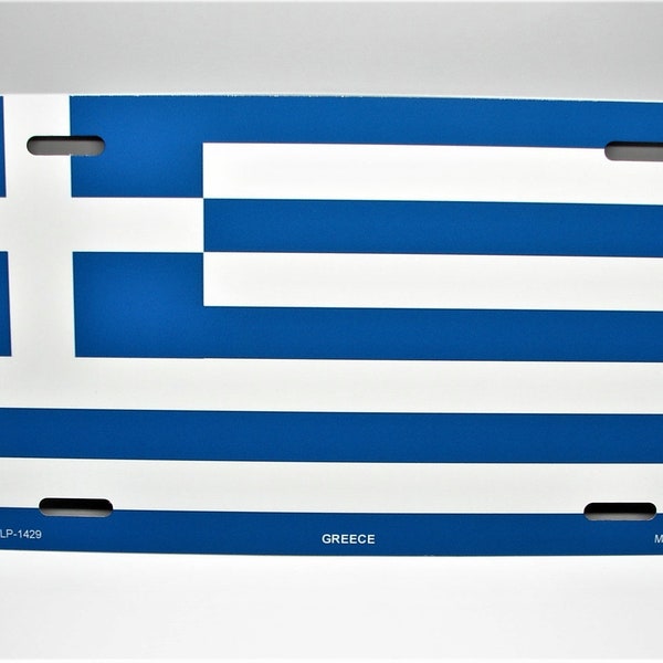 GREEK GREECE HELLAS Flag Metal Car Novelty License Plate Auto Tag