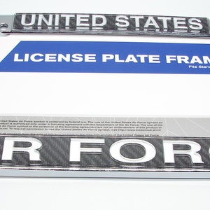 U.S. AIR FORCE Chrome Metal with Acrylic Inserts Standard Car Size Novelty License Frame