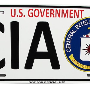 CIA Metal Car Novelty License Plate Auto tag. Central Intelligence Agency License Plate
