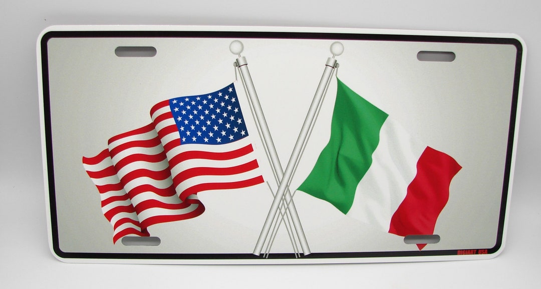 ITALY ITALIAN ITALIA Flag American Flag Metal Car Novelty License Plate ...
