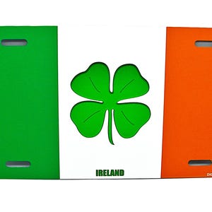 IRISH FLAG SHAMROCK Metal Car Novelty License Plate Auto tag. Ireland Flag Metal Car license Plate