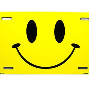 SMILEY Emoji FACCIA FELICE Emoticon Metallo Auto Novità Targa Auto Tag, Sorridi Sii Felice