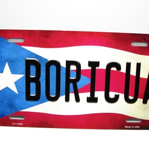 BORICUA PUERTO RICO Flag Metal Car Novelty License Plate Auto Tag. Puerto Rican Flag Car License Plate