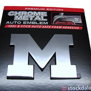 NCAA Officially MICHIGAN WOLVERINES University of Michigan Premium Metal Auto Emblem Decal Sticker