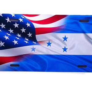 HONDURAS AMERICAN Waving Flag Metal Car Novelty License Plate Auto tag. Bandera Honduras