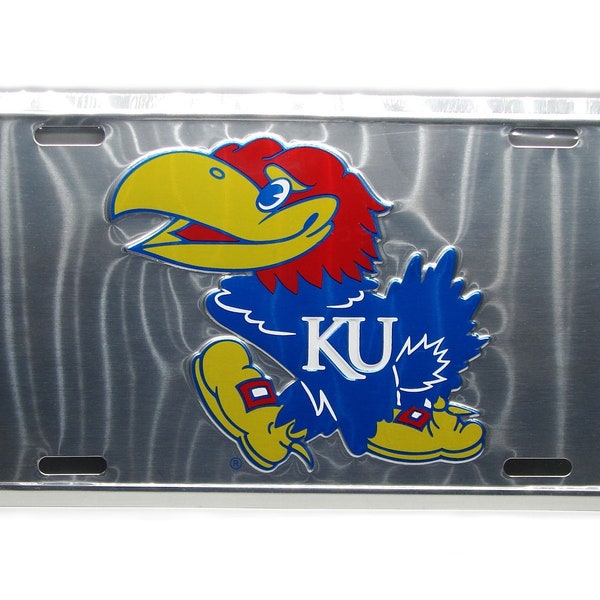 KANSAS JAYHAWKS Universiteit van Kansas 3D reliëf metalen auto nieuwigheid kenteken auto tag