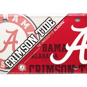 Officially Licensed University of ALABAMA CRIMSON TIDE Metal Novelty Car License Plate Auto Tag