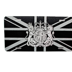 England BRITAIN BRITISH Flag Metal Car Novelty License Plate Union Jack United Kingdom UK Flag Car License Plate Silver Black Metallic look